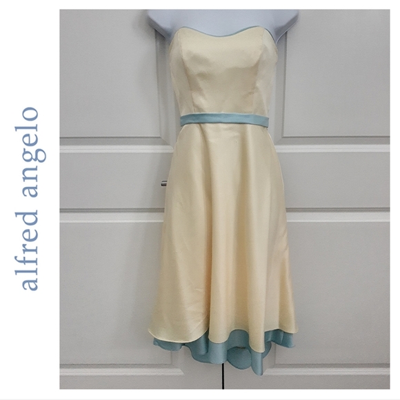 Alfred Angelo Pastel Yellow & Blue Gown - Picture 1 of 5